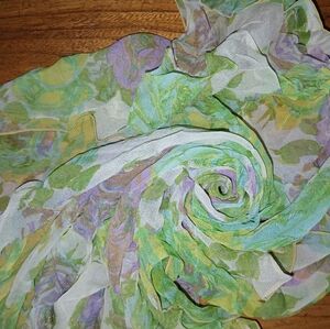 Vintage 60s Bonwit Teller silk chiffon Floral pastel scarf
